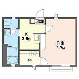 サンジェルマン 1階1Kの間取り