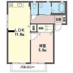 パティオ東林間A 1LDKの間取図画像