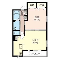 リリティナイン 1LDKの間取図画像