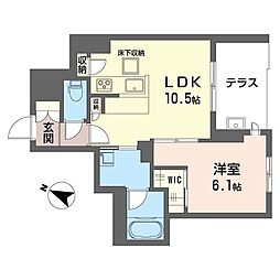 プレヴナンス エスト 1LDKの間取図画像