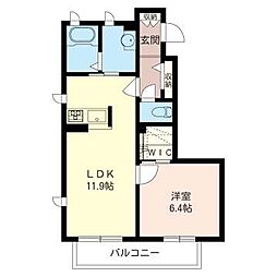 ヴィラロゴス 1LDKの間取図画像