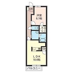 YSヴィラ2 1LDKの間取図画像