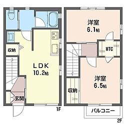 クレストハイムB 2LDKの間取図画像