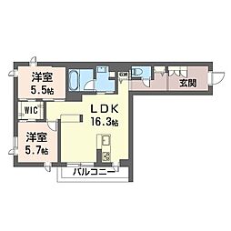 プラチナバレー 2LDKの間取図画像
