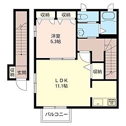 クリスタル 1LDKの間取図画像