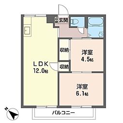 コーポトートーA 2LDKの間取図画像