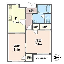 アピア南浦和 2Kの間取図画像