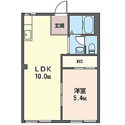 コーポ藤B棟 1LDKの間取図画像