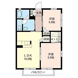 フラット赤井 2LDKの間取図画像