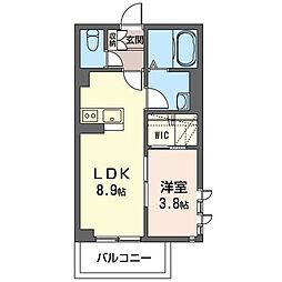 グリーンフィールド4 1LDKの間取図画像