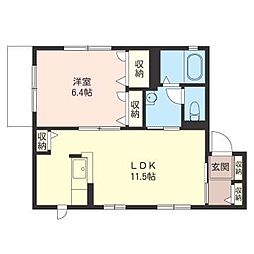 ハイム・ヴェルジュ 1階1LDKの間取り