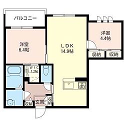 パレット 2LDKの間取図画像