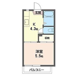 桜ハイツ 1Kの間取図画像
