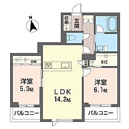 アトリエール F 2LDKの間取図画像