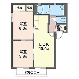 プリムローズ 2LDKの間取図画像