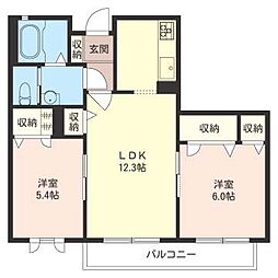 パレス・ジュエルBOXB 2LDKの間取図画像