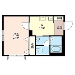 ラチエンストリート 1Kの間取図画像