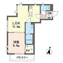 カーサグレーシア 1LDKの間取図画像