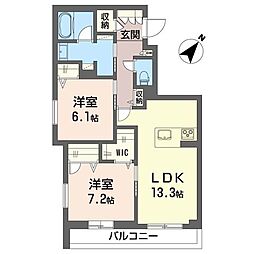 シエル メゾン 2LDKの間取図画像