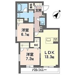 シエル メゾン 2LDKの間取図画像