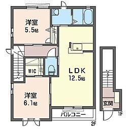メゾン・トレゾールA 2LDKの間取図画像