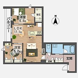 ノエル　盆栽陸橋 00203 2階2LDKの室内