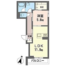 ジャルダンエスポワール 1LDKの間取図画像