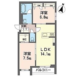 ジャルダンエスポワール 2LDKの間取図画像