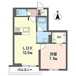 グランディール 1LDKの間取図画像