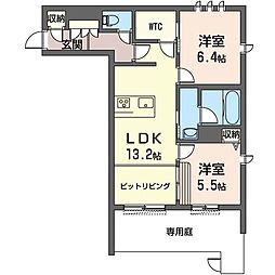 アンソレイエ 2LDKの間取図画像