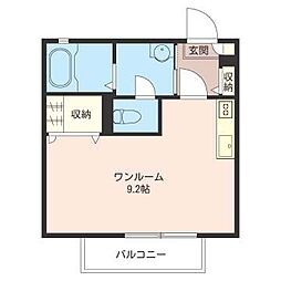 シャトルアズマD ワンルームの間取図画像
