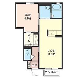 ビエントB 1LDKの間取図画像