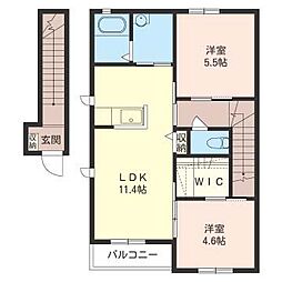 チュイルD 2LDKの間取図画像