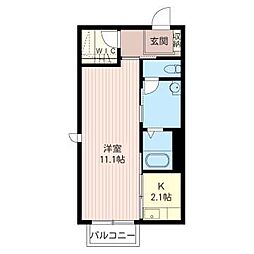 ヴィラ・オアーゼ　III 1階1Kの間取り