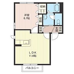 サザンパークE 1LDKの間取図画像