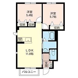 ヴィラ・エステートB 2LDKの間取図画像