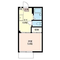 フローラ幕張 1階1DKの間取り