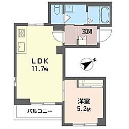 シティホームズX 3階1LDKの間取り