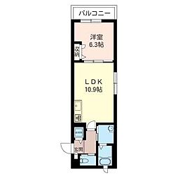ｏｒａｎｇｅ　ｔｏｗｎ 3階1LDKの間取り