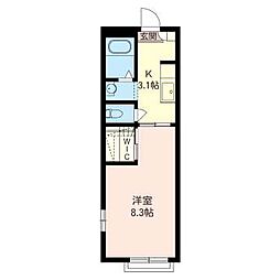 ディアス藤原 1Kの間取図画像