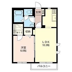テラスハサマ 1LDKの間取図画像