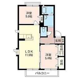 ボナール津田沼A棟 2LDKの間取図画像