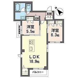 グリーンステージ船橋 2LDKの間取図画像