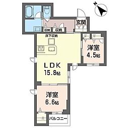 グリーンステージ船橋 2LDKの間取図画像