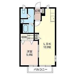 ヴァンドミール 1LDKの間取図画像
