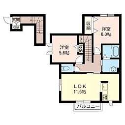 エトワール 2LDKの間取図画像