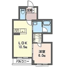 グランツヴァルト津田沼 1LDKの間取図画像