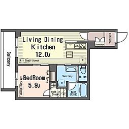 Ｐｌｅａｓｕｒｅ　Ｂｒｉｇｈｔ 2階1LDKの間取り