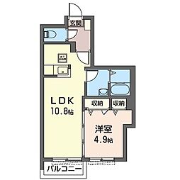 ヴィルドミール瑞江 1LDKの間取図画像