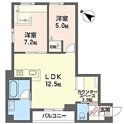 ヴァレンズ・クレシェレ 2階2LDKの間取り